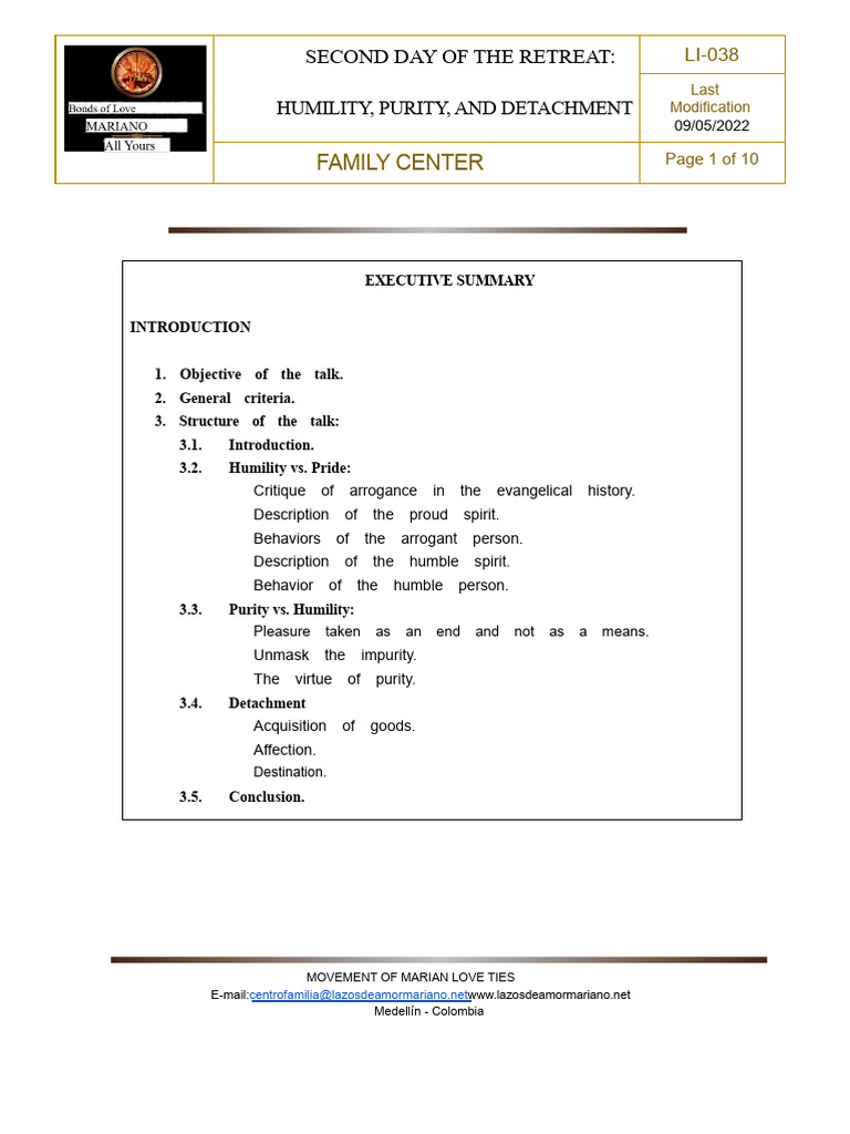 LI-038 Humility, Purity, and Detachment CLASS 07 | PDF | Humility ...