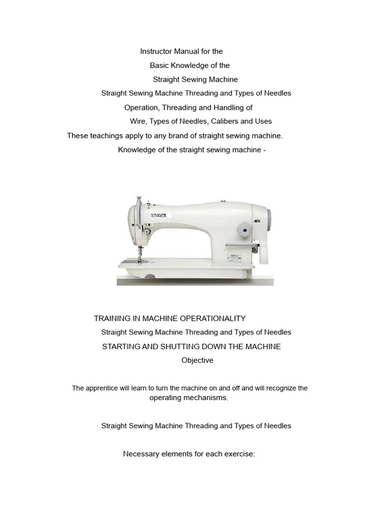 Straight Sewing Machine Operation Guide | PDF | Sewing Machine | Sewing ...