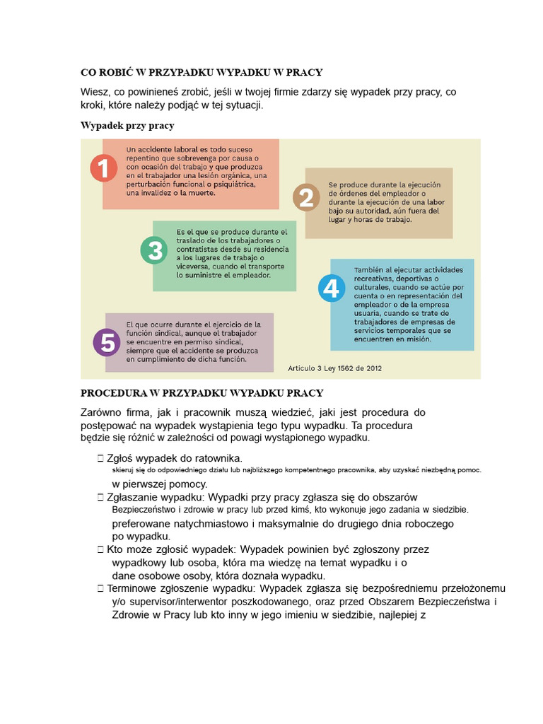 Co Robić W Przypadku Wypadku Przy Pracy | PDF