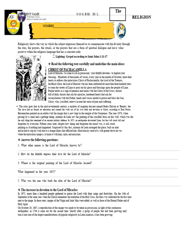 Lord of Miracles: History and Devotion | PDF | Jesus | Prayer