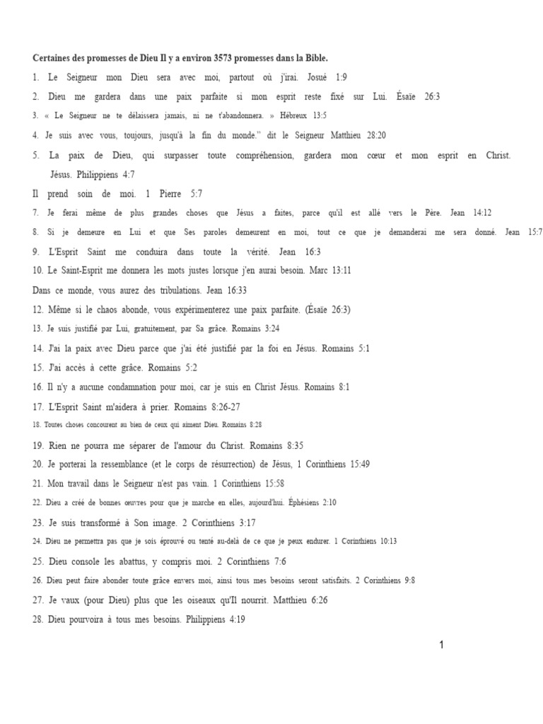 Promesses de Dieu dans la Bible | PDF | Dieu | Jésus