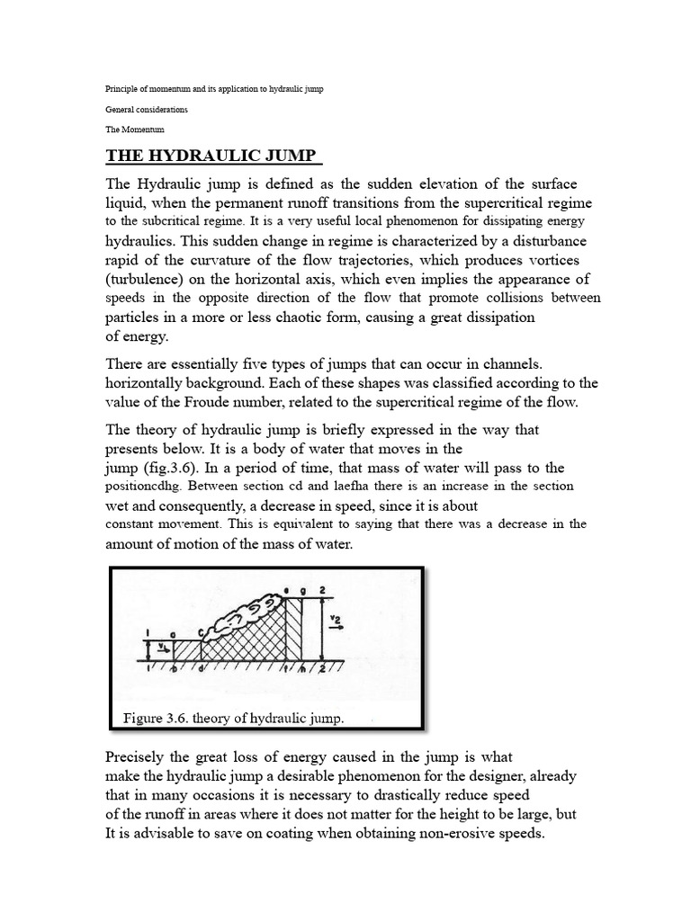 Principle of Momentum and Its Application To Hydraulic Jump | PDF ...
