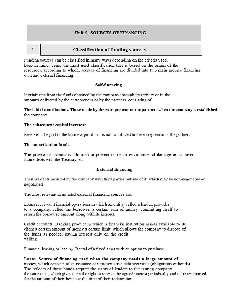 Sources of Financing Explained | PDF | Debt | Interest
