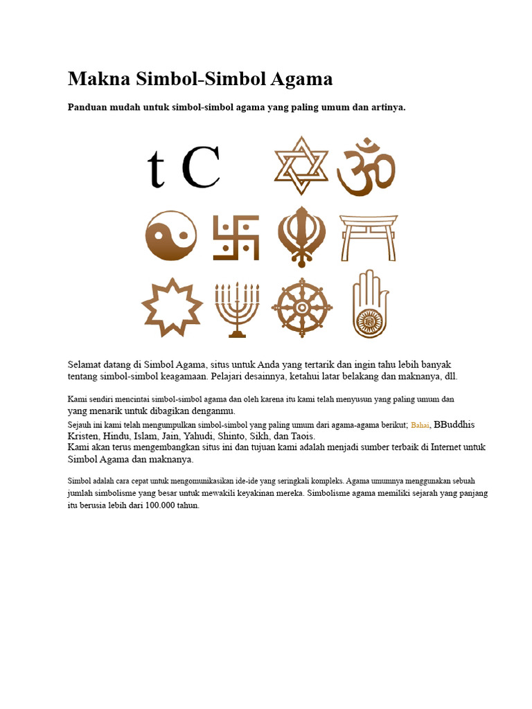 Makna Simbol Agama dan Sejarahnya | PDF