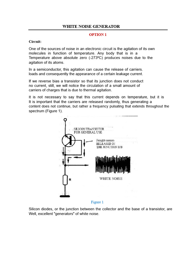 White Noise Generator Circuit Design | PDF | Amplifier | Transistor