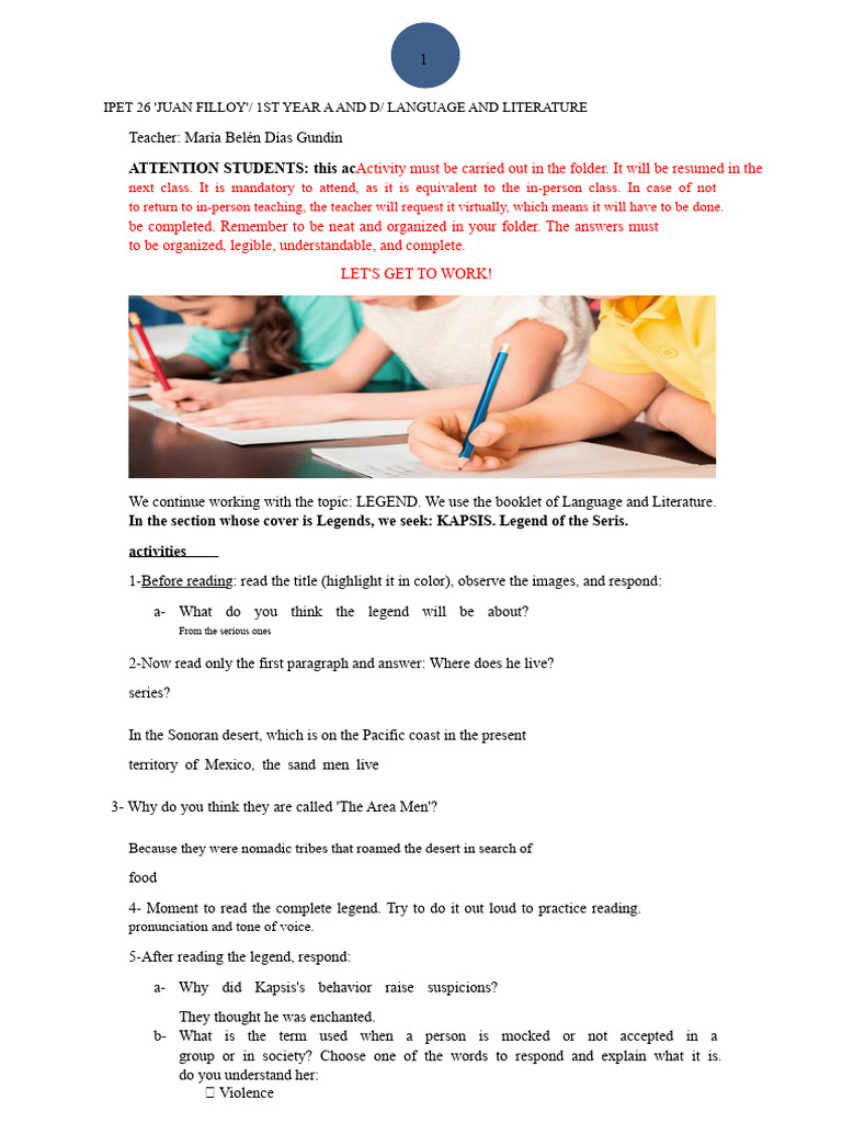 1 Remote Activity Legend 1st Year | PDF | Legends