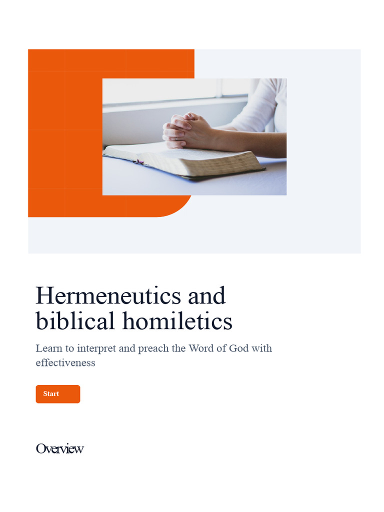 Biblical Hermeneutics and Homiletics Guide | PDF | Biblical ...