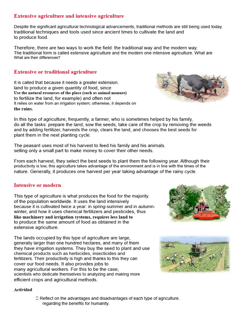 Differences Between Extensive and Intensive Agriculture | PDF ...