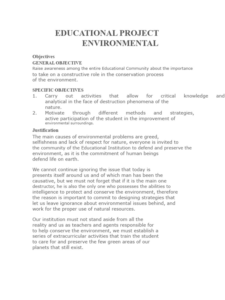 Environmental Education Project Goals | PDF | Natural Environment | Waste