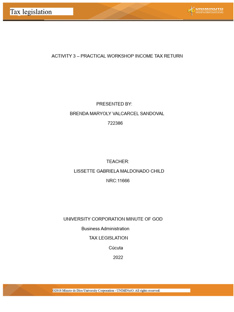 Activity 3 - Practical Workshop On Income Tax Declaration | PDF | Taxes ...