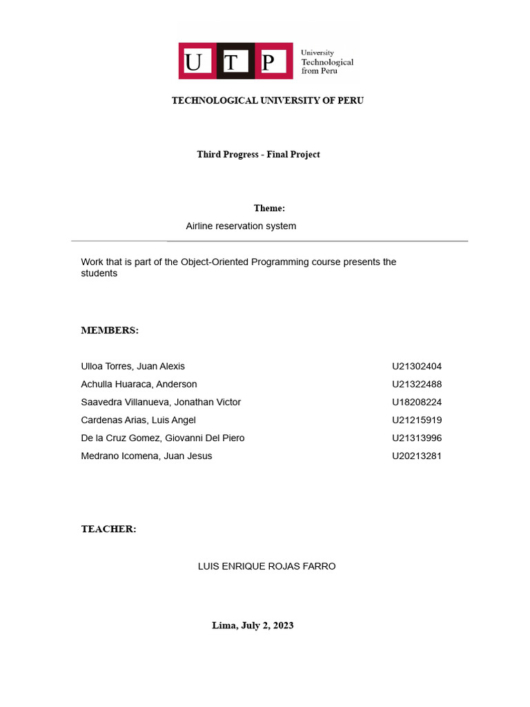 Airline Reservation System Project | PDF | Object Oriented Programming ...