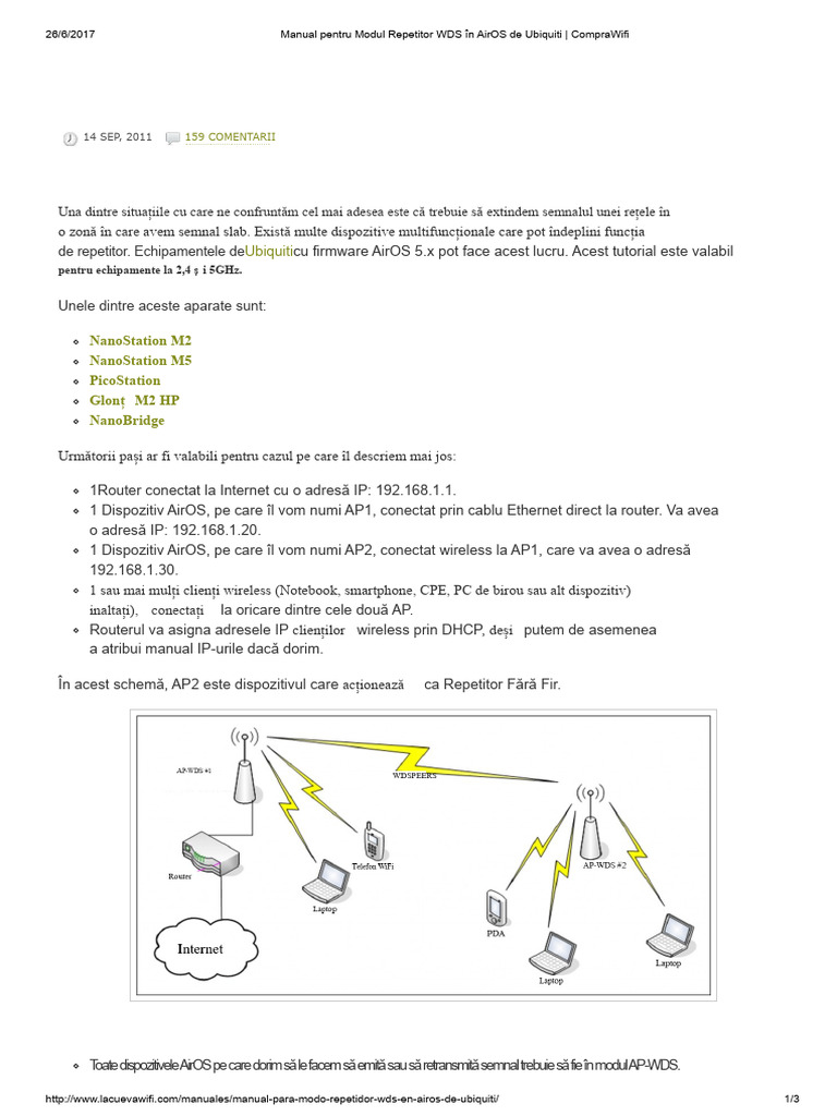 Manual Pentru Modul Repetitor WDS În AirOS de Ubiquiti - CompraWifi | PDF