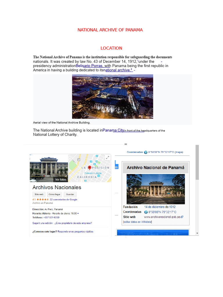 Panama National Archive Overview | PDF | Archive | National Archives