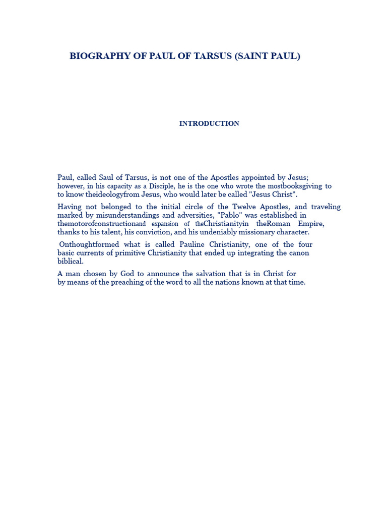 Biography of Paul of Tarsus | PDF | Paul The Apostle | Early Christianity