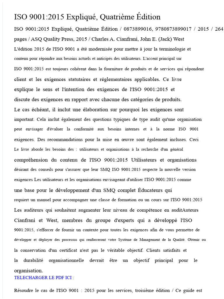 Guide complet sur l'ISO 9001:2015 | PDF | Management de la qualité ...