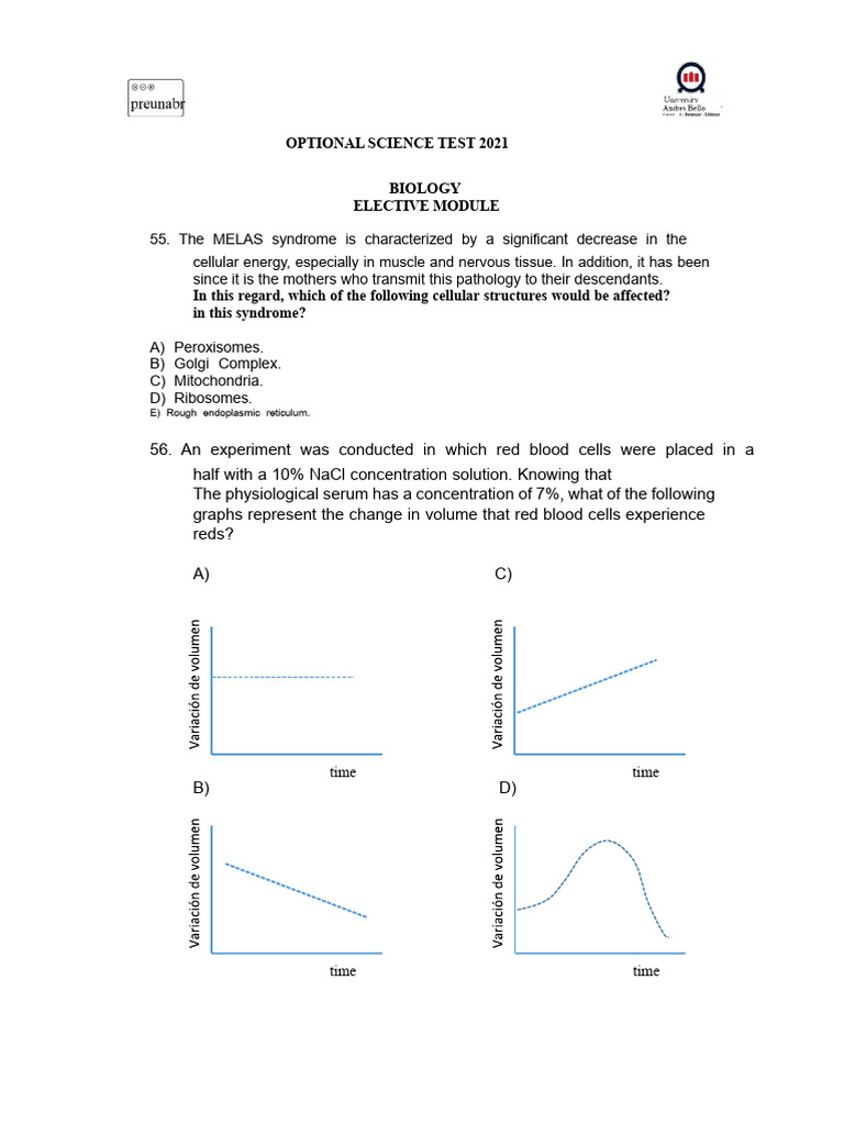 Biology Optional Science Test 2021 | PDF | Zygosity | Dominance (Genetics)