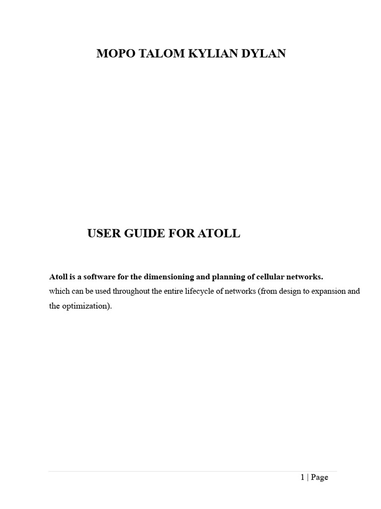 Atoll Software User Guide for Network Planning | PDF ...
