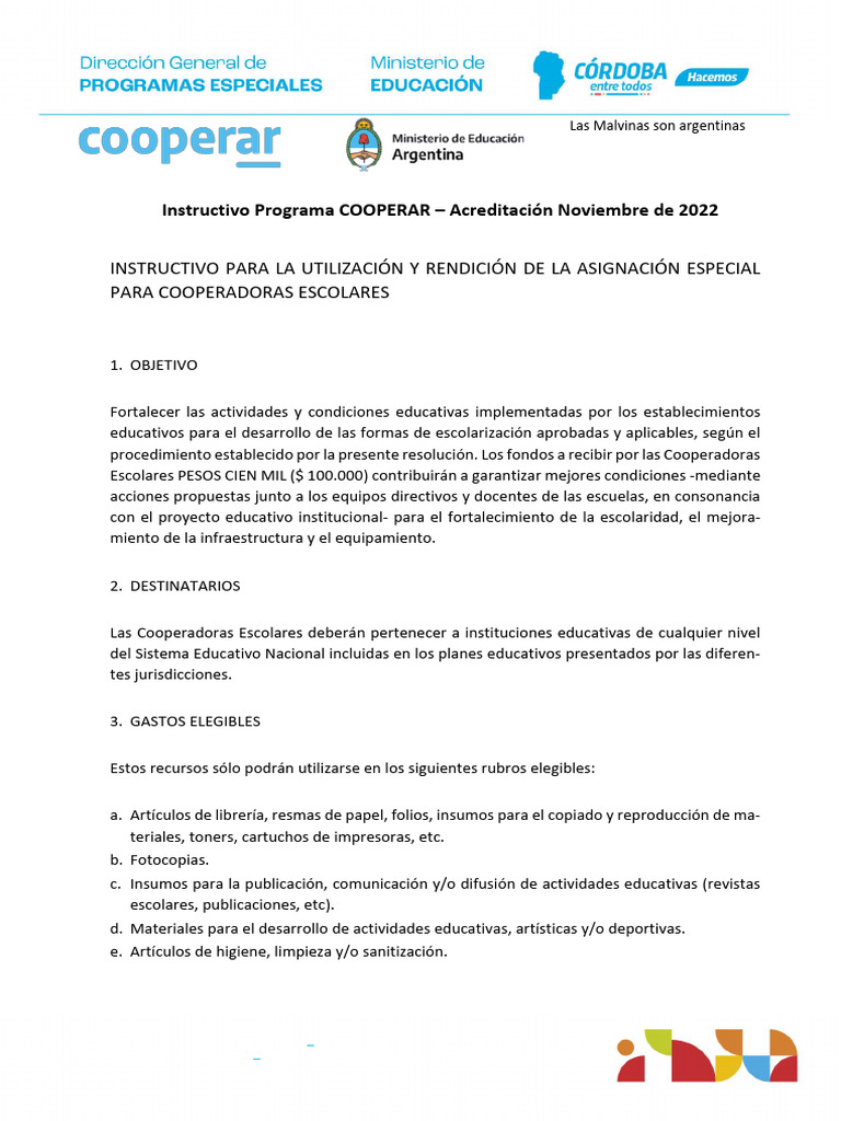 Instructivo Programa COOPERAR 2022 | PDF | Presupuesto