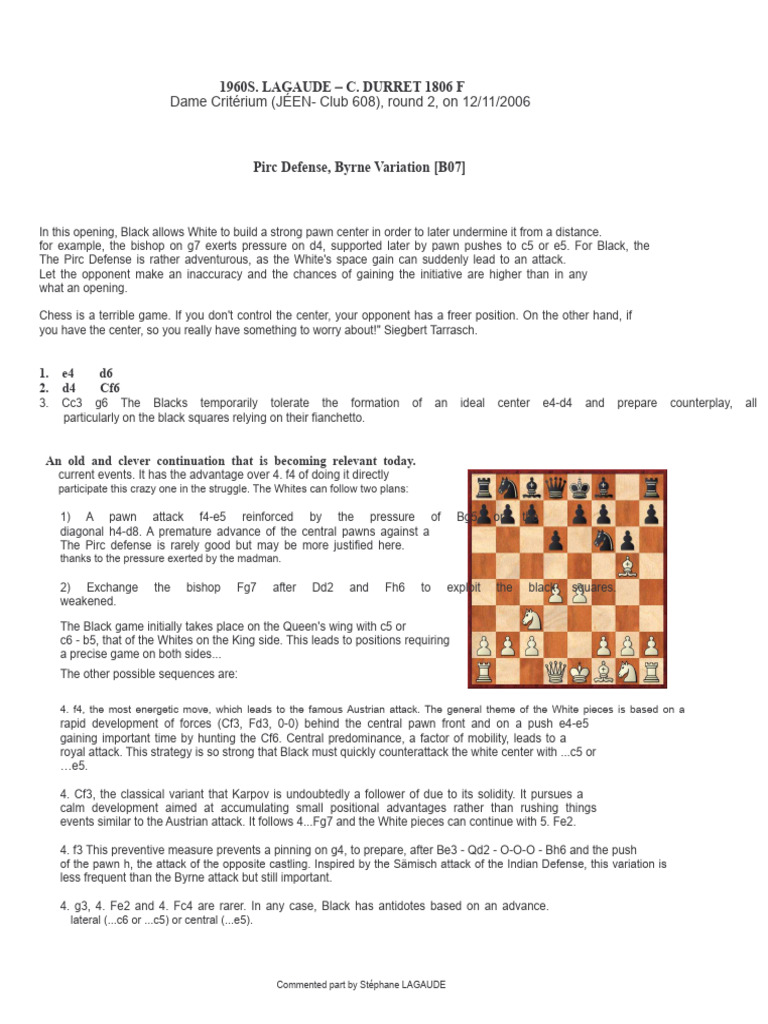 Defense PIRC | PDF | Chess Openings | Traditional Board Games