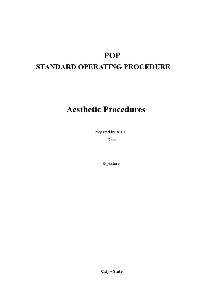 Aesthetic Procedures SOP Guide | PDF | Syringe | Injection (Medicine)