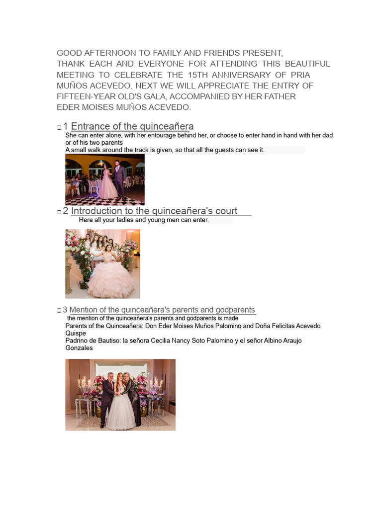 Quinceañera Ceremony Script Guide | PDF