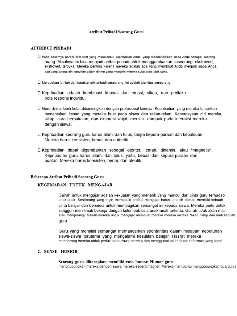 Atribut Pribadi yang Harus Dimiliki Guru | PDF