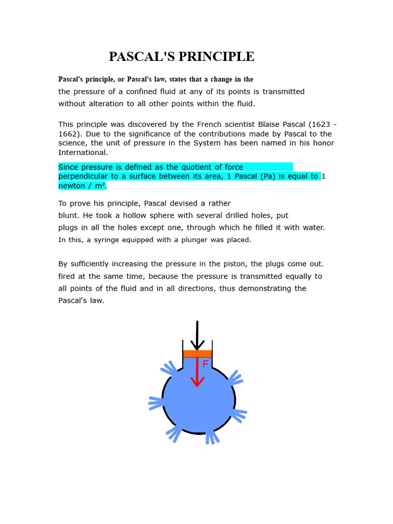 Understanding Pascal's Principle | PDF | Pressure | Continuum Mechanics