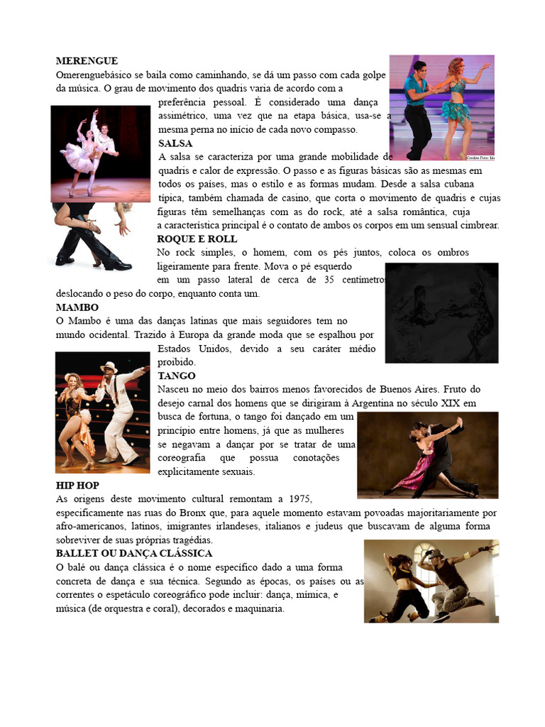 10 tipos de dança | PDF | Danças | Balé