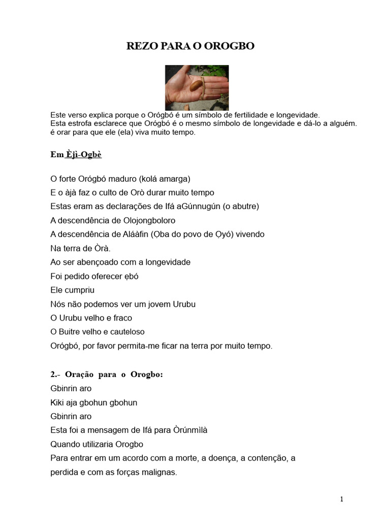 Oração e Significado do Orógbó | PDF | Oração