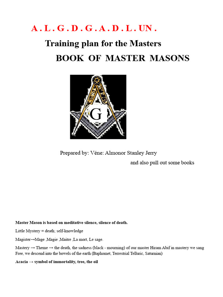 Master Mason Training Plan Overview | PDF | Freemasonry