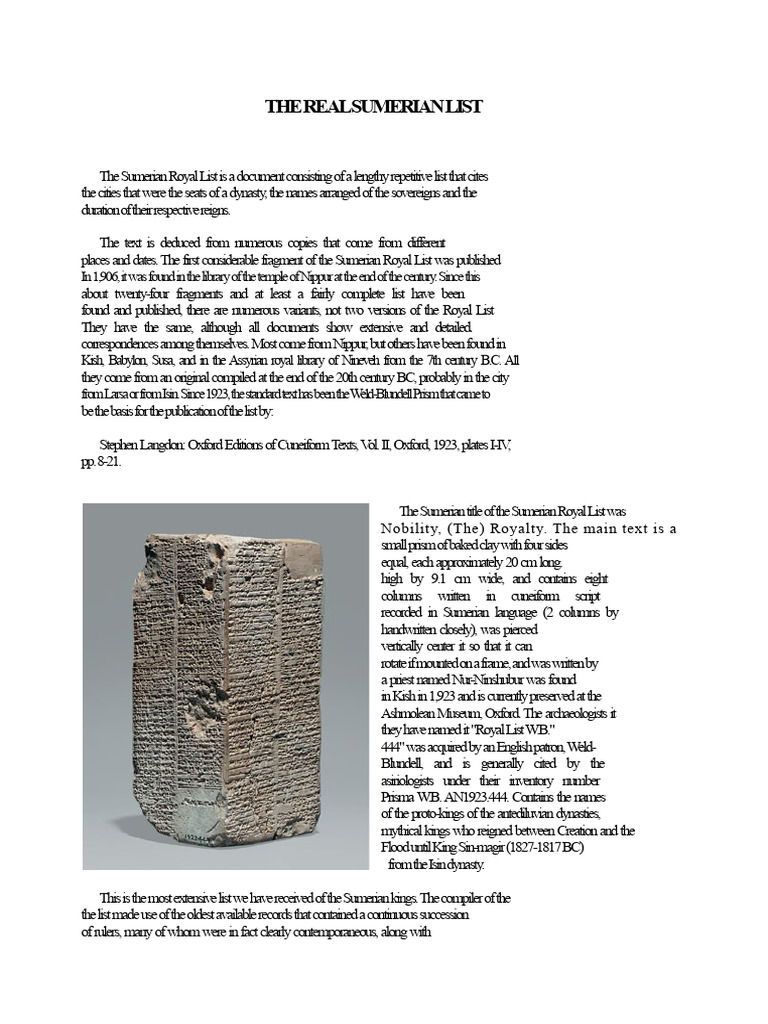 The Sumerian Royal List | PDF | Sumer | Ancient Near East