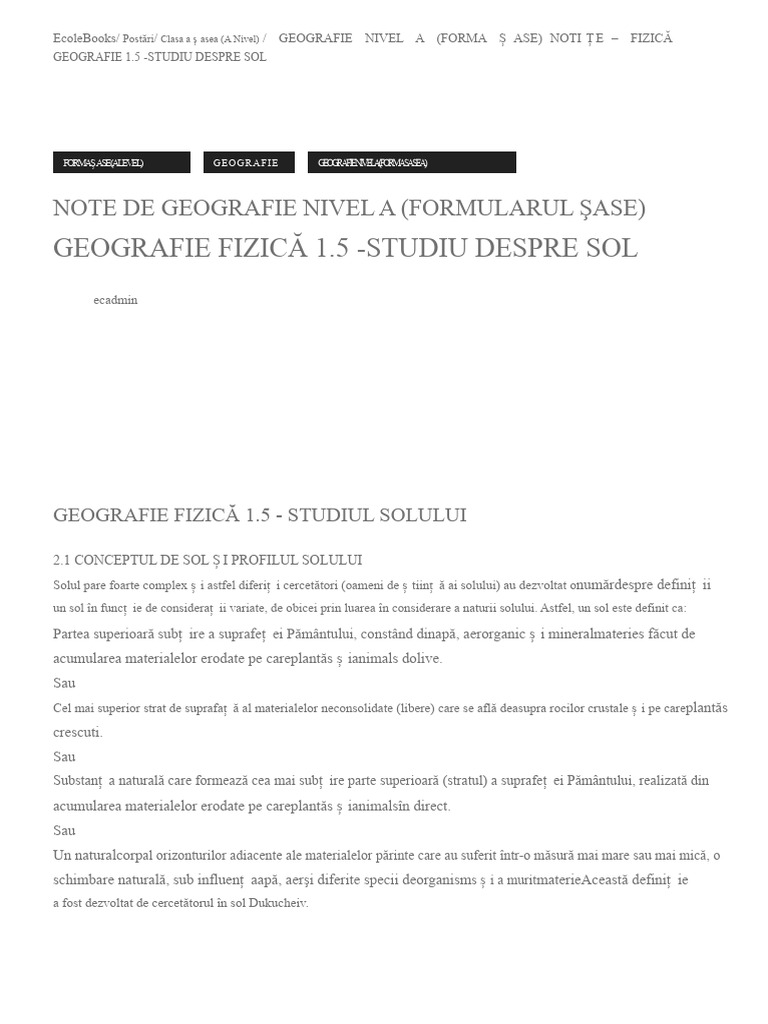 GEOGRAFIE NIVEL A (FORMA ȘASE) NOTIȚE - GEOGRAFIE FIZICĂ 1.5 - STUDIU ...