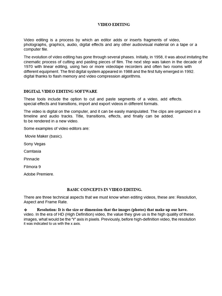 Basic Concepts of Video Editing | PDF | Display Resolution | Video