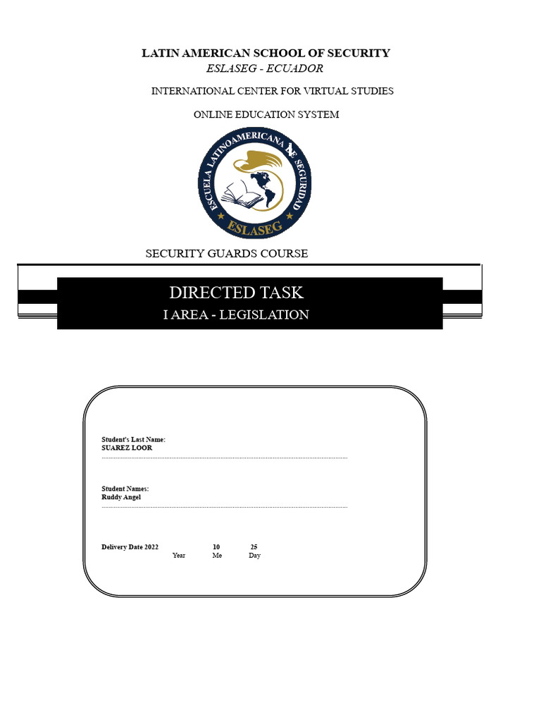 DIRECTED TASK - Legislation | PDF | Security Guard | Identity Document