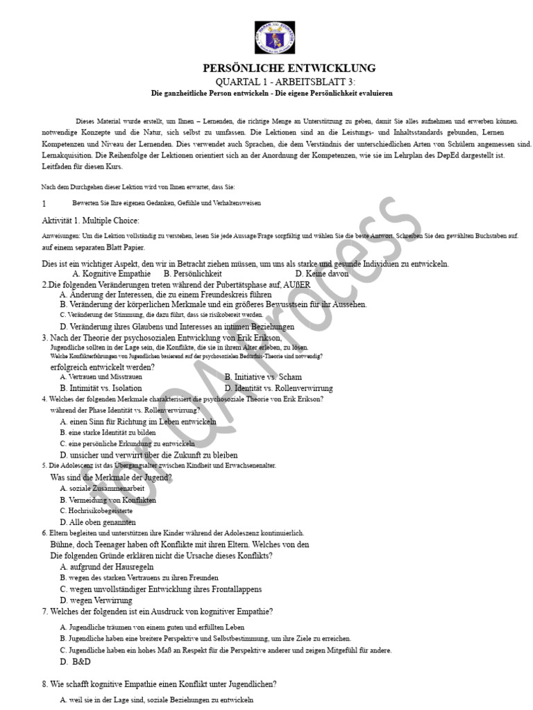 Perdev Arbeitsblatt 3 | PDF