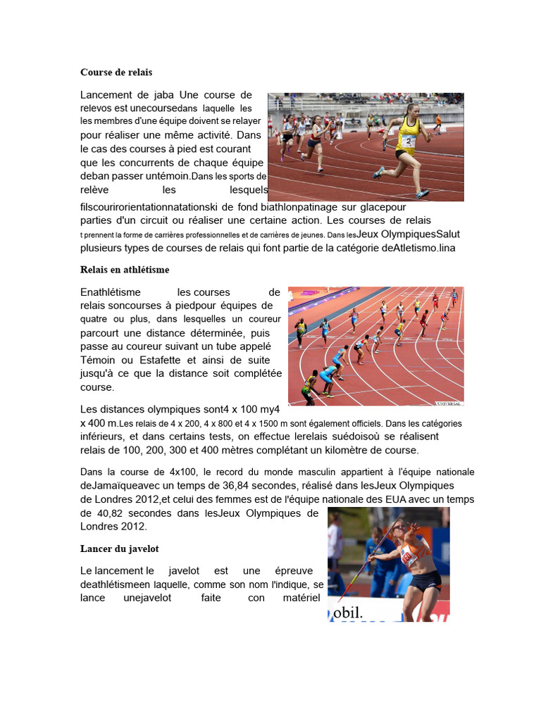 Guide des courses de relais en athlétisme | PDF | Athlétisme | Sports ...