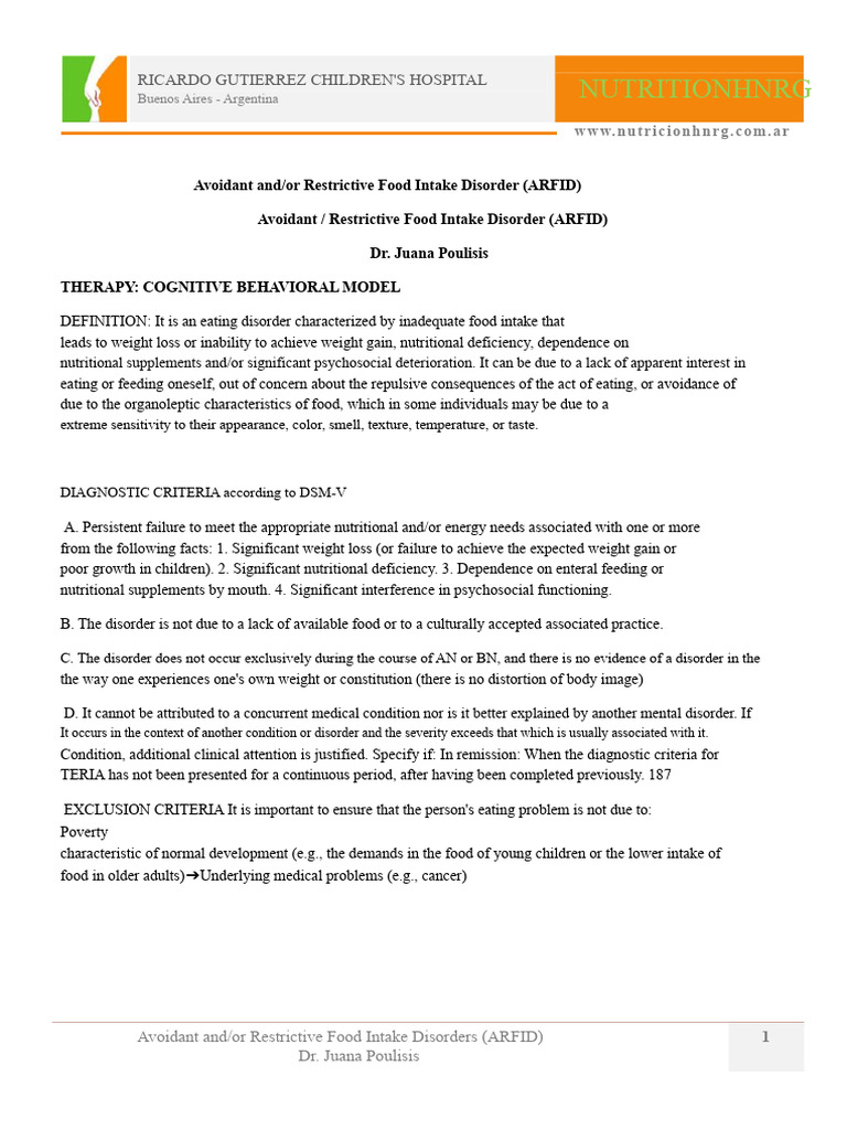 Understanding ARFID: Symptoms & Therapy | PDF