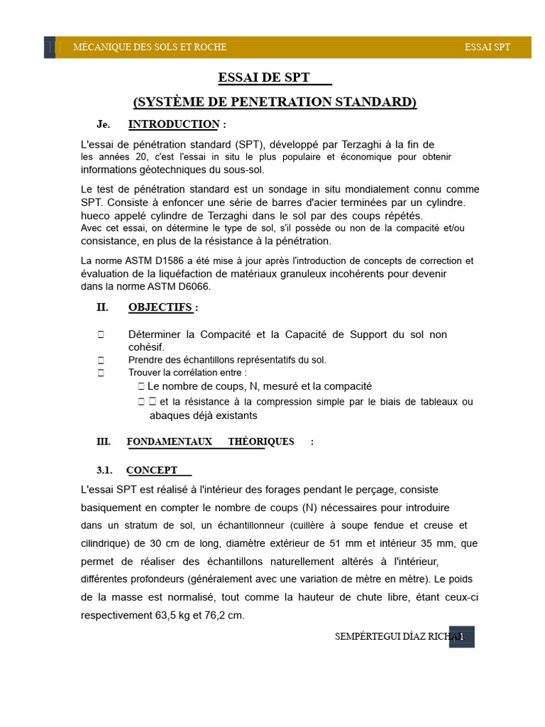 Essai SPT : Méthodes et Applications | PDF | Mécanique des sols ...