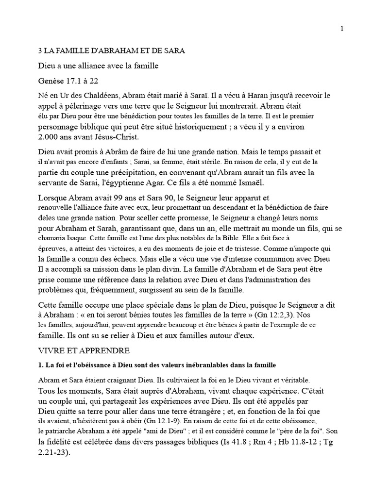 La foi d'Abraham et Sara dans la Bible | PDF | Sarah | Abraham