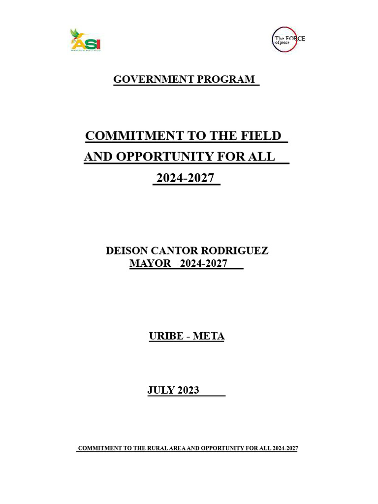 Uribe Government Program 2024-2027 | PDF | Sanitation | Municipal Solid ...