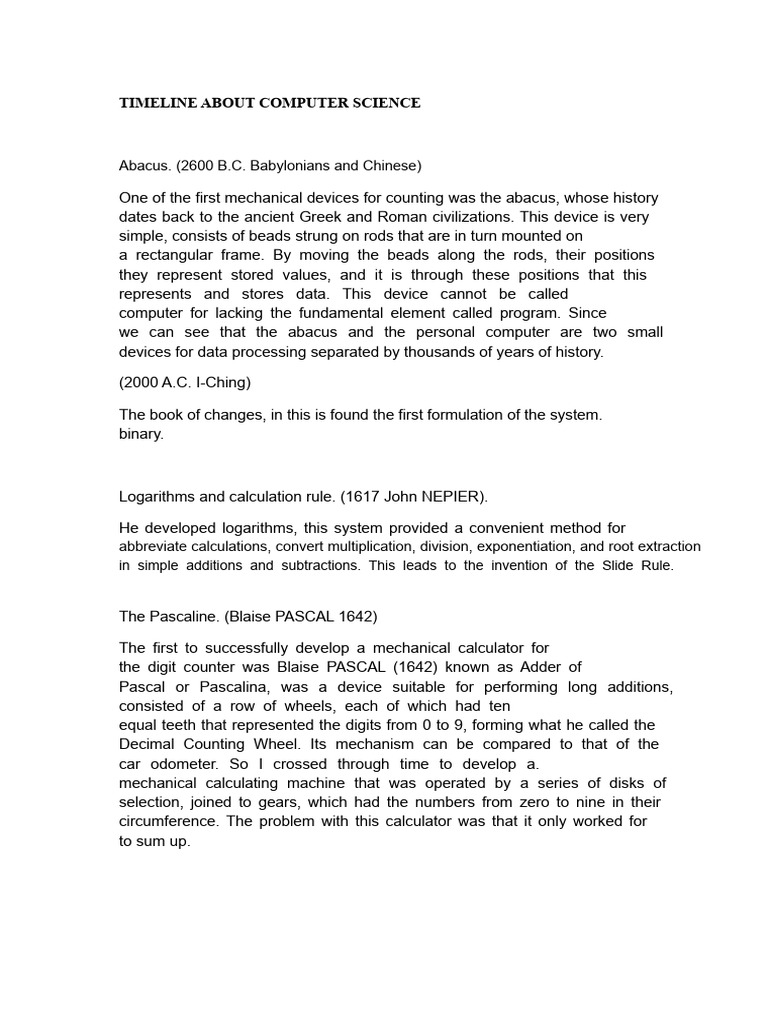 History of Computer Science Timeline | PDF | Computer Engineering ...