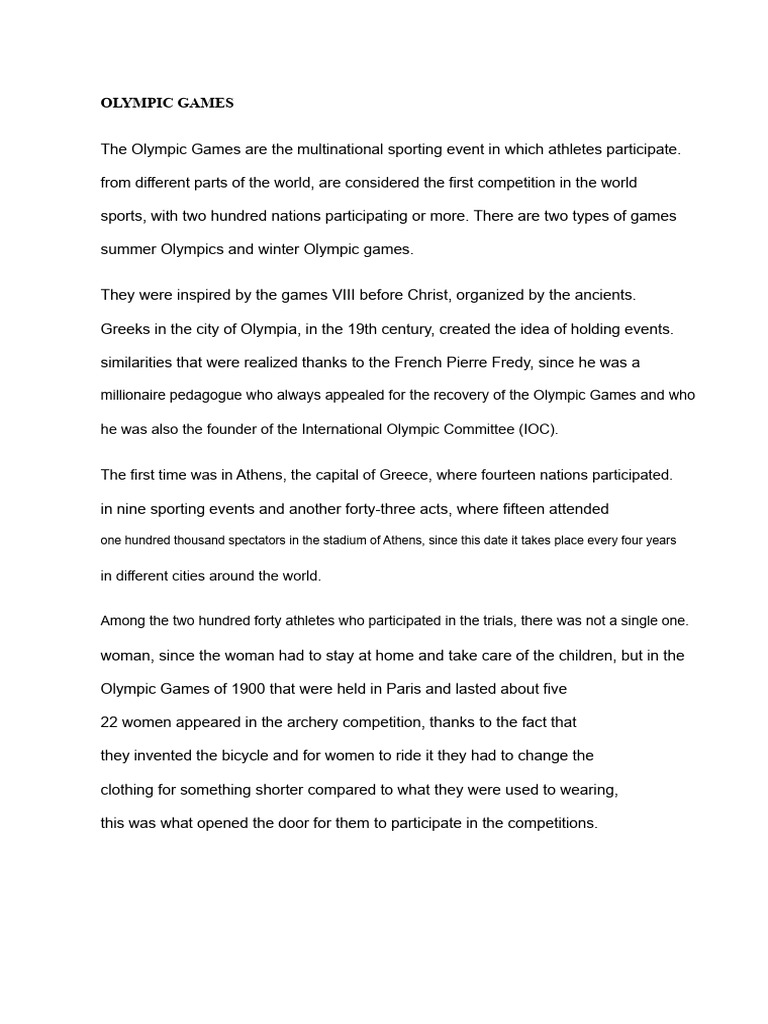 Overview of the Olympic Games | PDF | Olympic Games | Sport Of Athletics