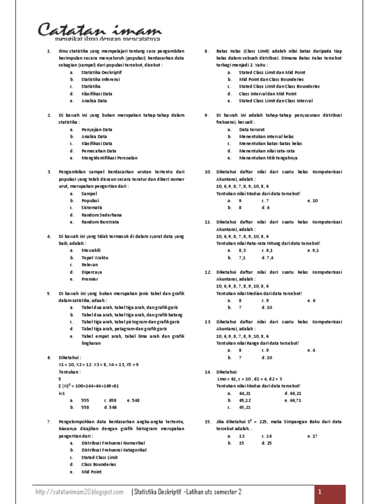 Statistika Deskriptif Latihan Uts Semester 2