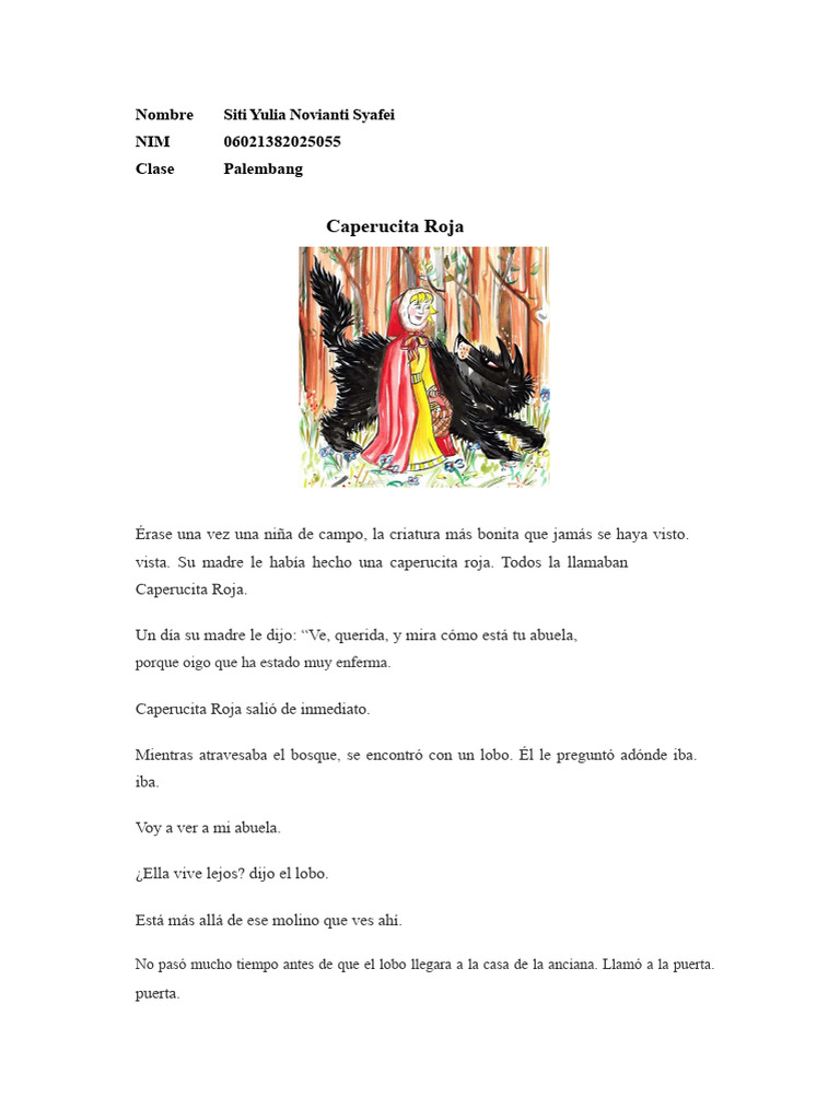 Actividades sobre Caperucita Roja | PDF