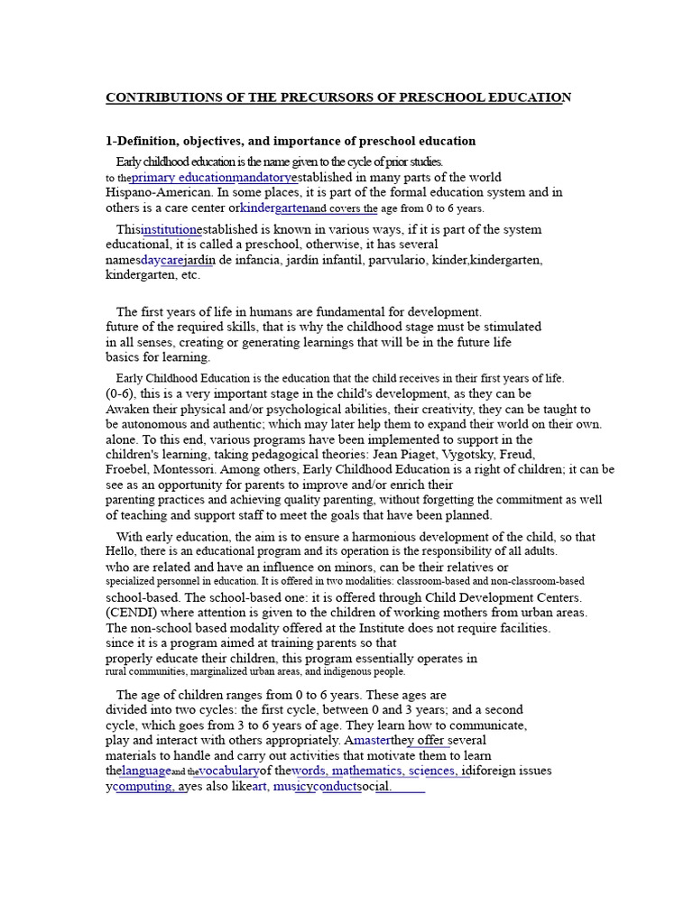 Contributions of The Pioneers of Preschool Education | PDF | Montessori ...