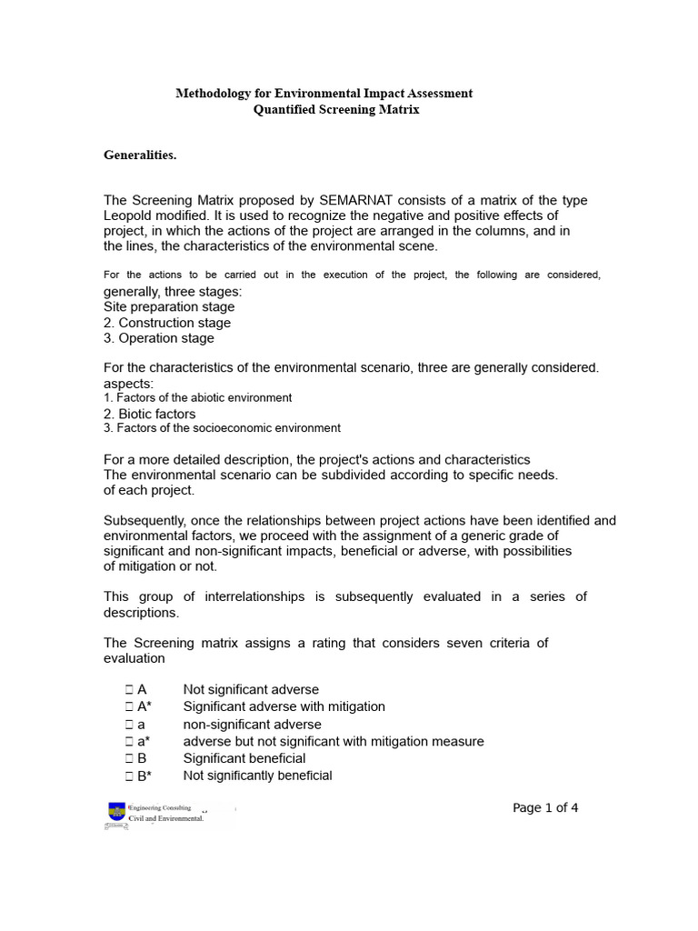 Screening Matrix Methodology | PDF | Applied Mathematics