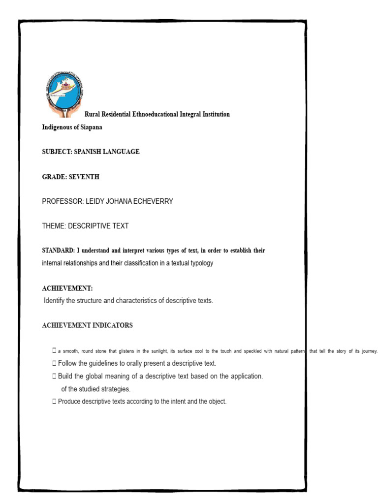 Descriptive Texts for Seventh Graders | PDF | Adjective | Reading ...