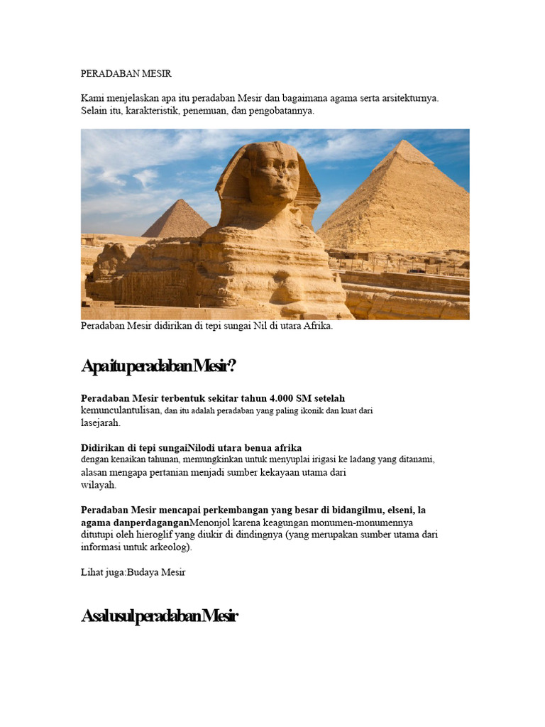 Sejarah dan Agama Peradaban Mesir | PDF