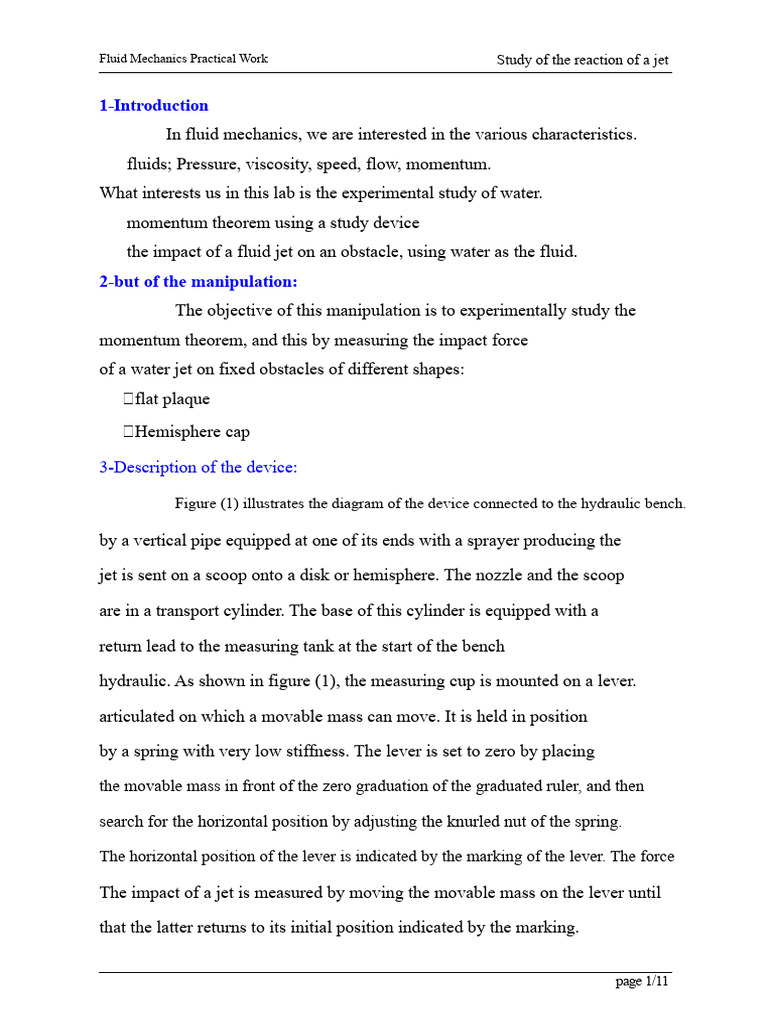 Jet Reaction Study in Fluid Mechanics | PDF | Force | Flow Measurement