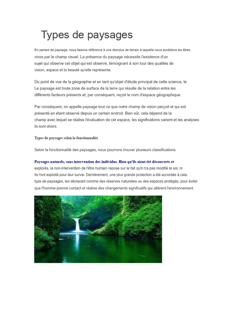 Les 4 types de paysages expliqués | PDF | Paysage | Climat